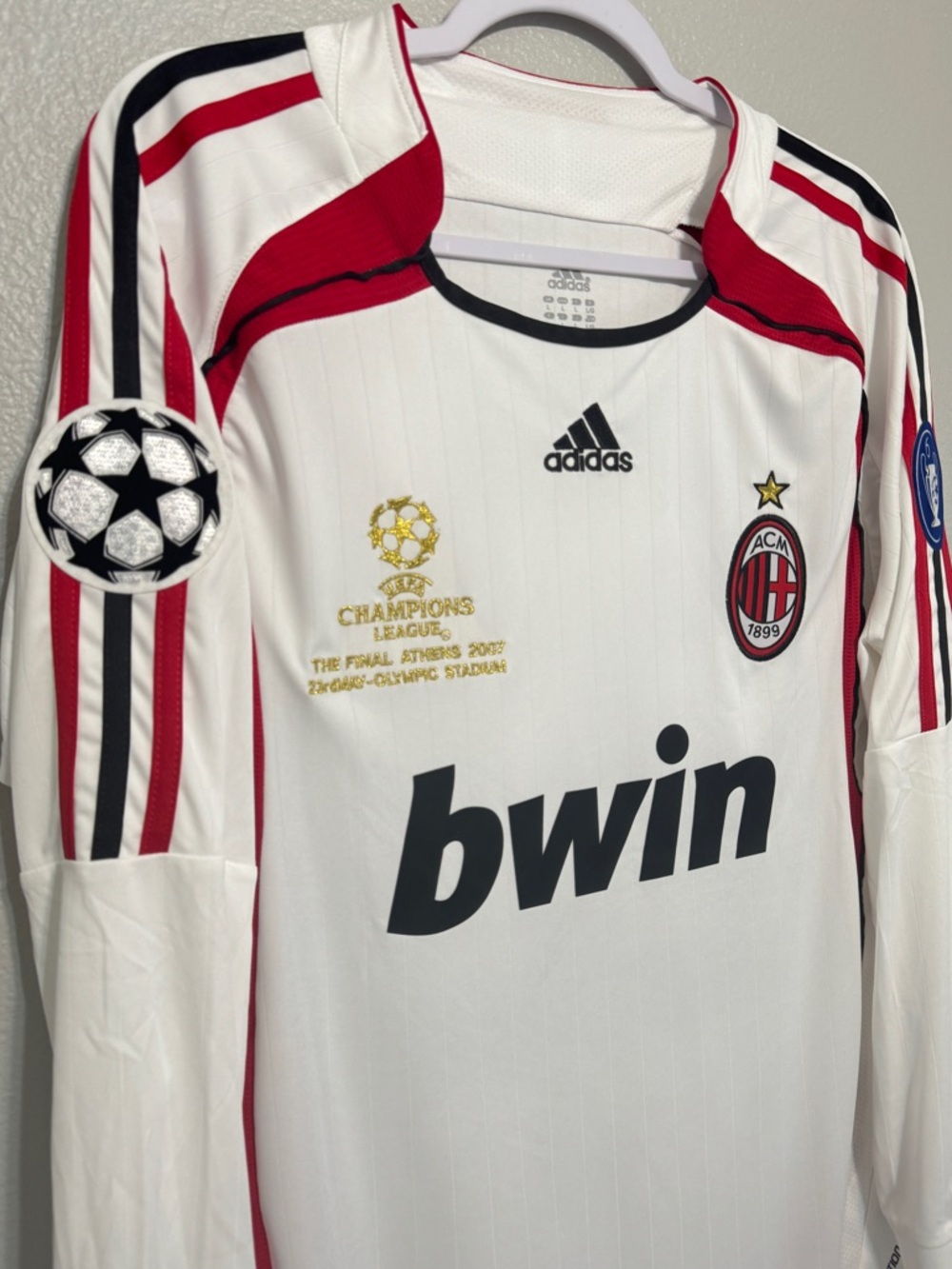 Vintage AC Milan 2007 Kaka UCL final white long sleeve soccer jersey - Picture 5 of 5